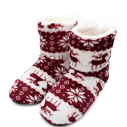 Coral velvet print indoor boots