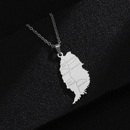 Stylish And Personalized Titanium Steel Smooth Golden Grenada Map