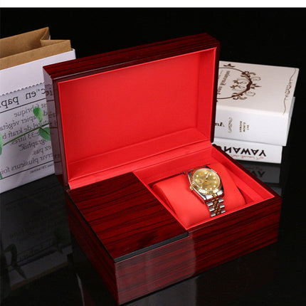 High End Watch Box Customized MDF Spray Paint Wood Box PU Leather Black Flip Gift Box Packaging Box Display Box