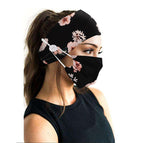 Set / Black pink flower
