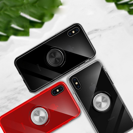 Compatible with Apple, Transparent Magnetic Ring Stand Phone Case For iPhone XR XS Max X XS Adsorption Holder case For iPhone 6 6S Plus 7 8 Plus cover