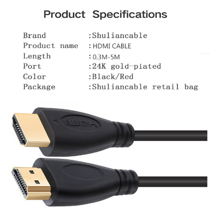 3FT,0.3M,1M,1.5M,2M,3M,5M High speed Gold Plated Plug Male-Male HDMI Cable 1.4 Version HD 1080P 3D for HDTV XBOX PS3 computer