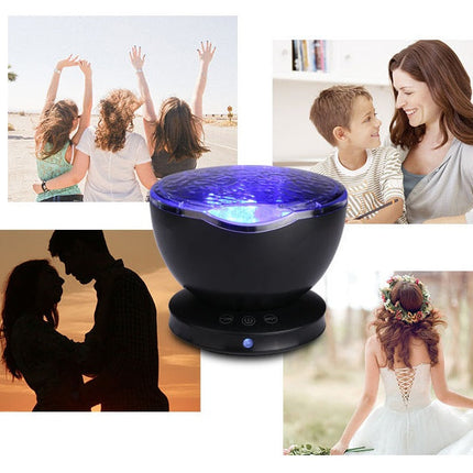Ocean Wave Projector LED Night Light Remote Control TF Cards Music Player Speaker Aurora Projection