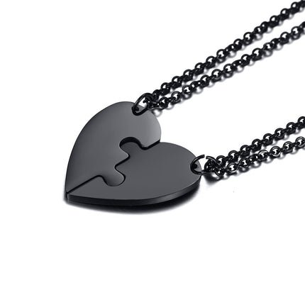 Titanium Steel Heart-Shaped Friendship Pendant Two-Piece Jewelry