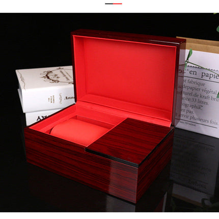 High End Watch Box Customized MDF Spray Paint Wood Box PU Leather Black Flip Gift Box Packaging Box Display Box