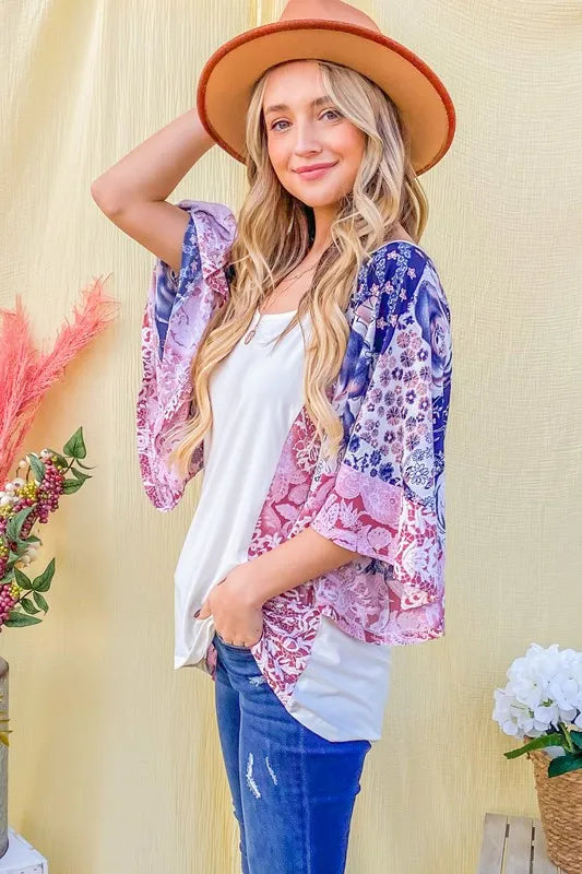 And The WhyFloral Print Bell Sleeve Top