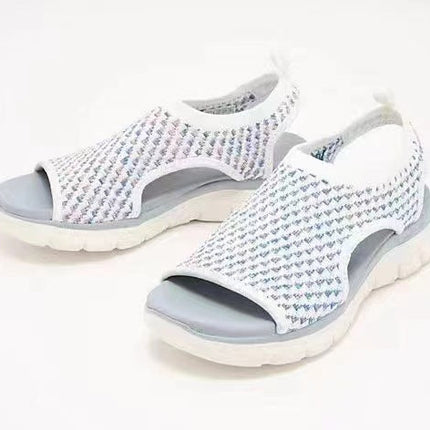 Peep-toe Sandals For Sports Summer Heart-shaped Print Mesh Shoes Women