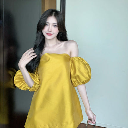 Off Shoulder Bubble Sleeve Shirt Women''s Summer French