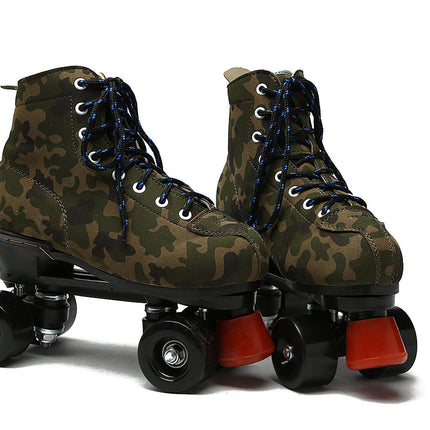 Leather Roller Blades Skates Shoes Camouflage Sneakers Flash Rollers