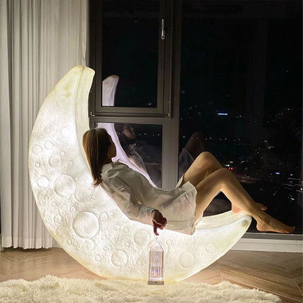 Luminous Moon Crescent Lounge Chair Floor Lamp