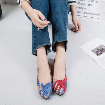 Women's Shoes Summer Wanwan Style Shoes Flat Low Cut Grandma Shoes Net Red Pumps Women Slip On Lazy Doug Shoes Women