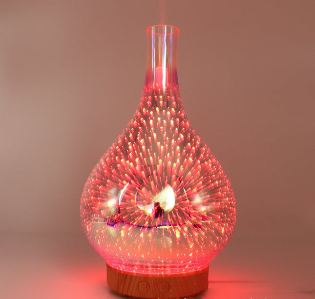 3D Glass Colorful Vase Humidifier Household