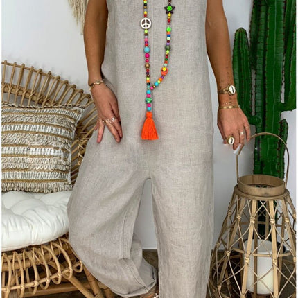 Loose Casual Women's Plus Size Linen Suspenders Pants
