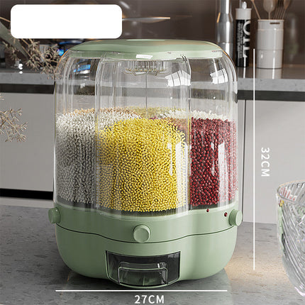Large Food Storage Container 360 Rotating Rice Barrels Sealed Cereal Dispenser Rice Tank Grain Box Kitchen Storage Container