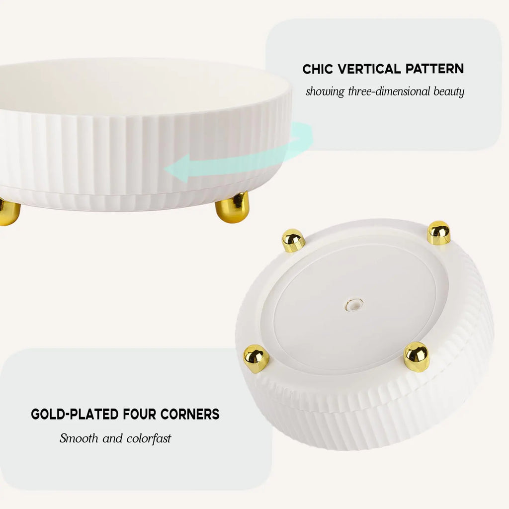 Anyoifax Makeup Perfume Organizer Tray 360 Degree Rotating Lazy Susan Skincare Lotion Organizer Spinning Cosmetics Storage for Dresser, Vanity, Bathroom Countertop, Large Ivory White 11 "