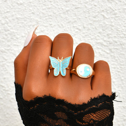 Personalized Colorful Butterfly Gossip New Combination Ladies Ring