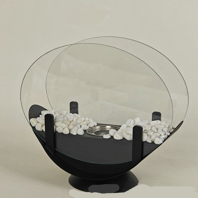 Alcohol Fireplace Lamp Indoor Real Fire Heating Atmosphere Desktop Oval