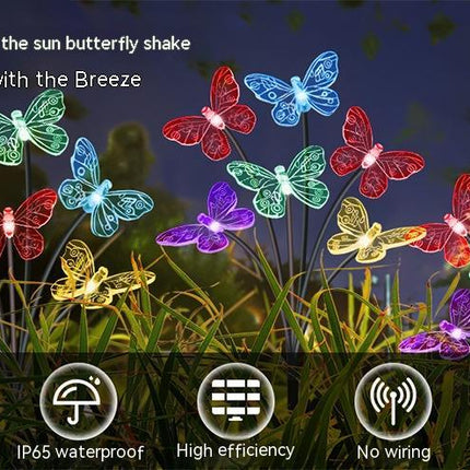 Solar Butterfly Outdoor Yard Lamp