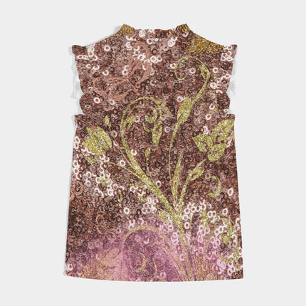 BEAUTIFUL PURPLE GITTER DESIGN CREATED BY FLIPSTYLEZ Women's All-Over Print Ruffle Sleeve Top