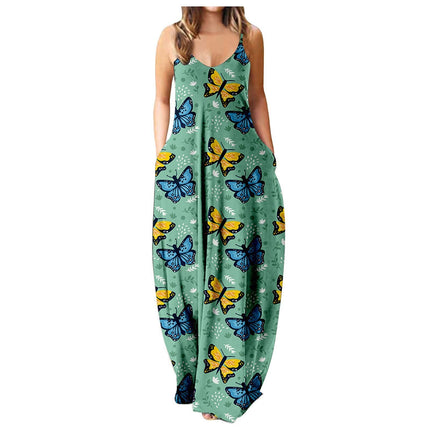 Summer Cool Strap Dress Abstract Face Style Digital Printing Elegant Street Dress