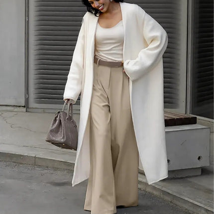 New fall style cream color High Waist trousers Pants for women