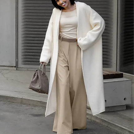 New fall style cream color High Waist trousers Pants for women