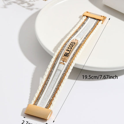 Ethnic style PU leather bracelet alloy sheet