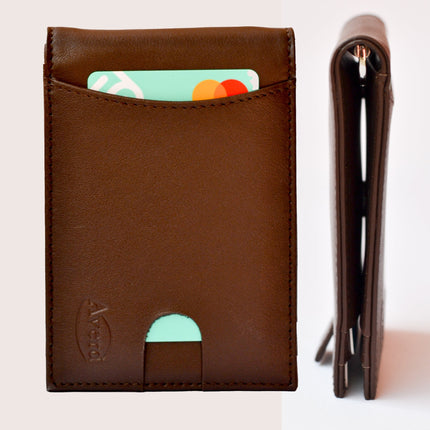 Avera Men's Wallet Genuine Leather Slim RFID Blocking Bifold Wallet With Money Clip