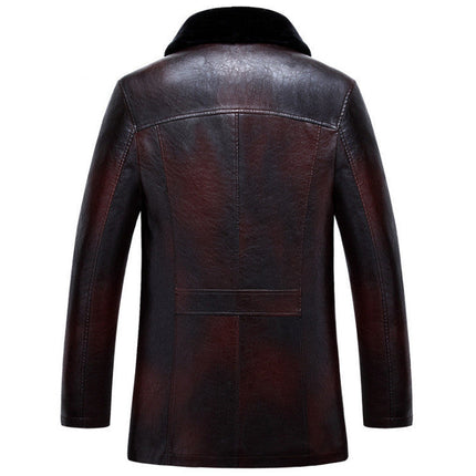 Men's Winter Lapel Thickening Leather Coat
