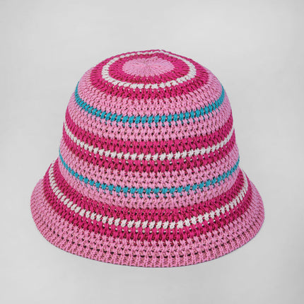 Dopamine Color Foldable Storage Bucket Hat Women's Fashion Color Woven Face Small Bucket Cap