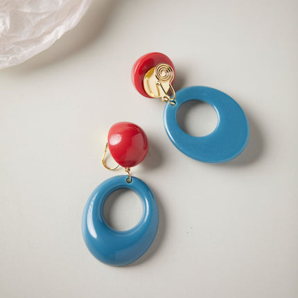 Retro Circle Contrast Color Ear Studs Exaggerated And Personalized