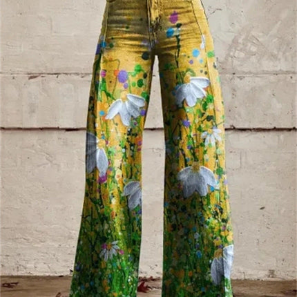 Plus Size Women's Casual Thin Wide Leg Imitation Jeans
