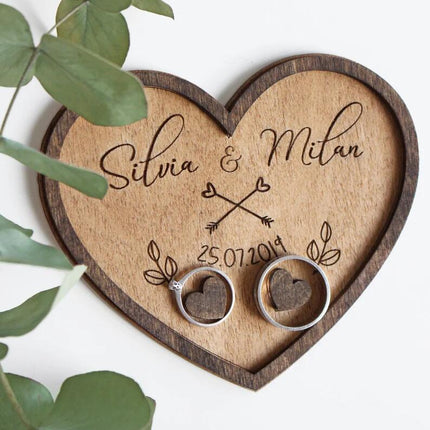 Personalized Wooden Wedding Ring Holder