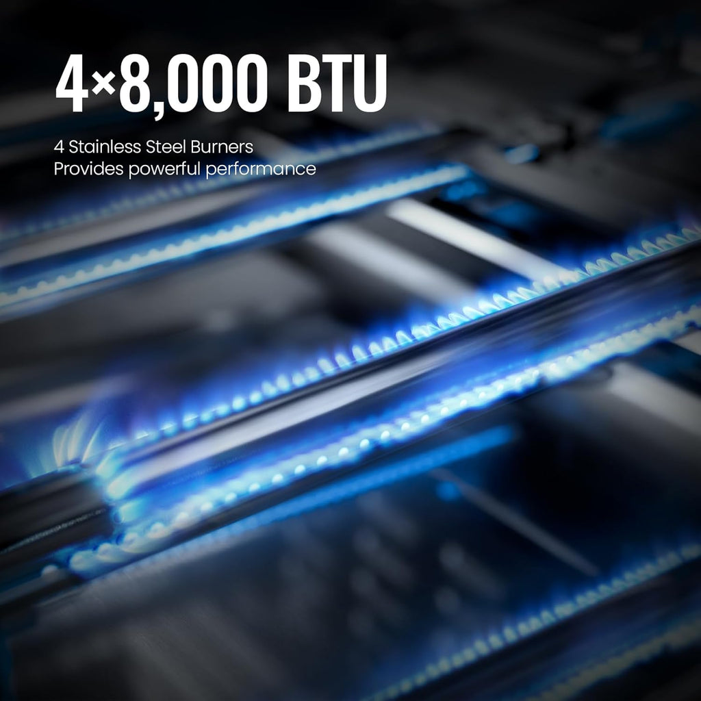 4-Burner BBQ Propane Gas Grill, 42,000 BTU Stainless Steel Barbecue Propane Grill with Side Burner G0141B