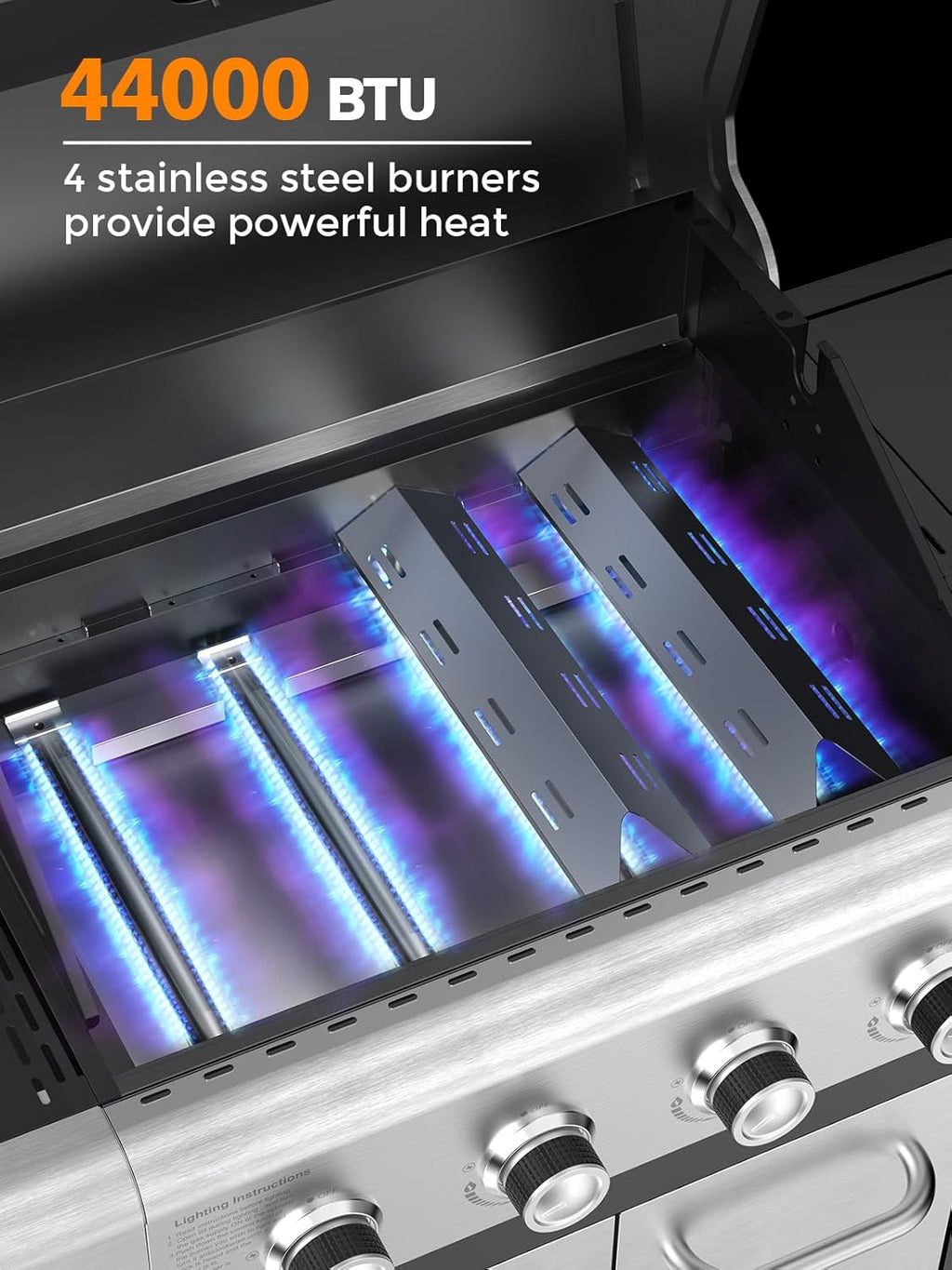 3 & 4-Burner Propane Gas Grills with Side Burners, for Outdoor Cooking, BBQ, Patio, Camping