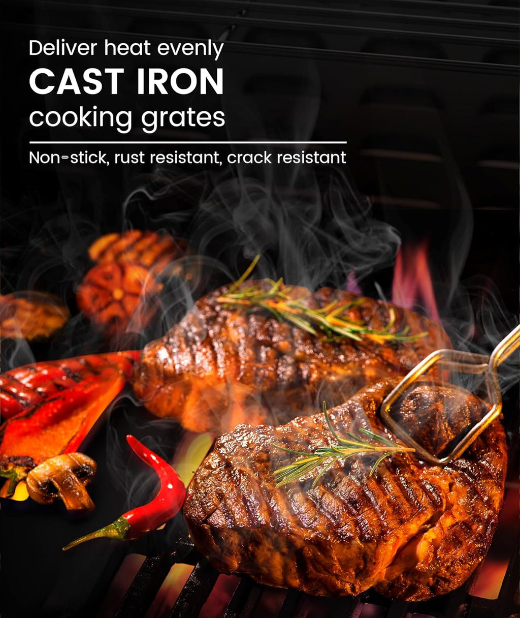 3 & 4-Burner Propane Gas Grills with Side Burners, for Outdoor Cooking, BBQ, Patio, Camping