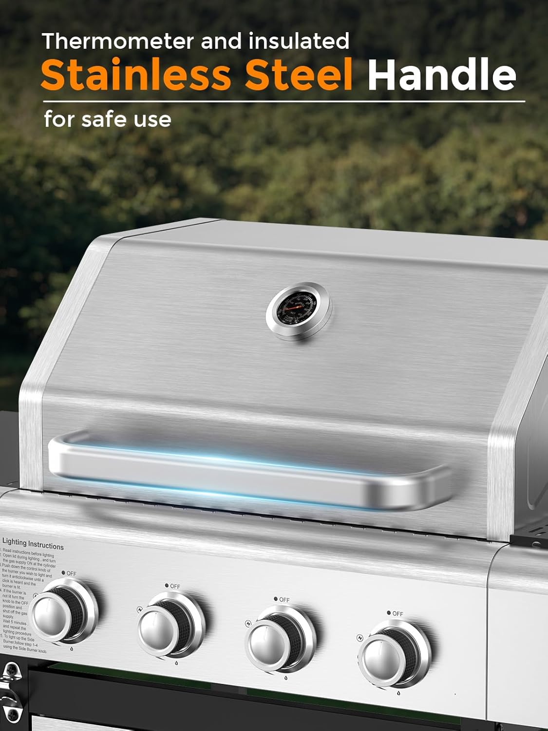 3 & 4-Burner Propane Gas Grills with Side Burners, for Outdoor Cooking, BBQ, Patio, Camping