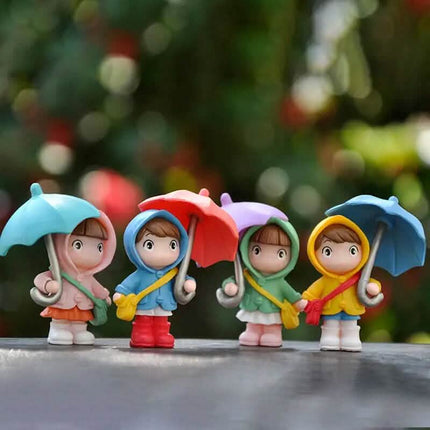4-Piece Set: Umbrella Girl Figure Statue