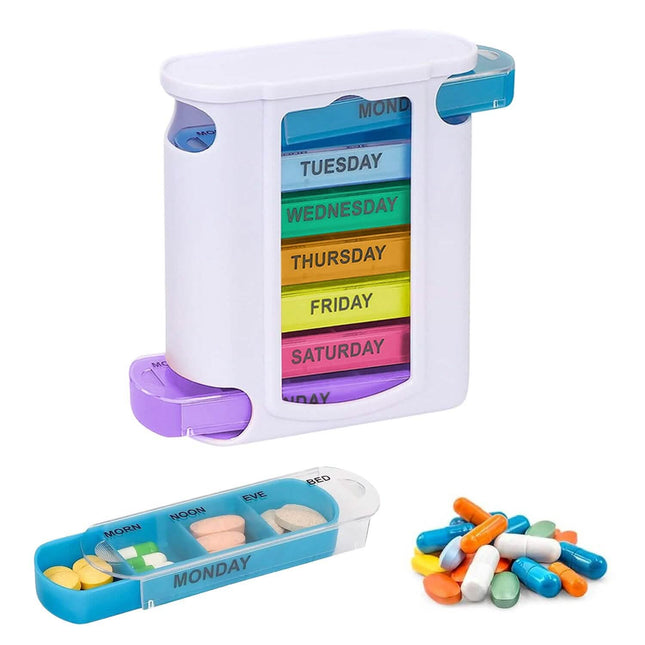 4 Times A Day, White 7 Day Stackable Daily Pill And Medicine Organizer White