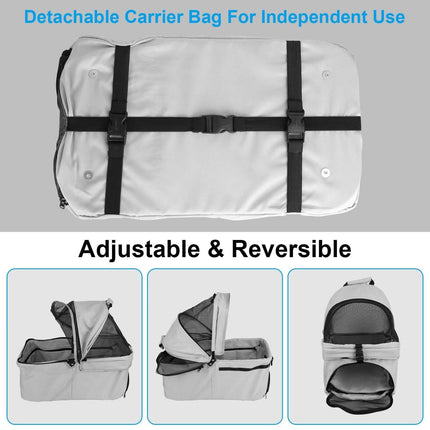 4 Wheels Pet Stroller Foldable with Removable Liner Storage Basket