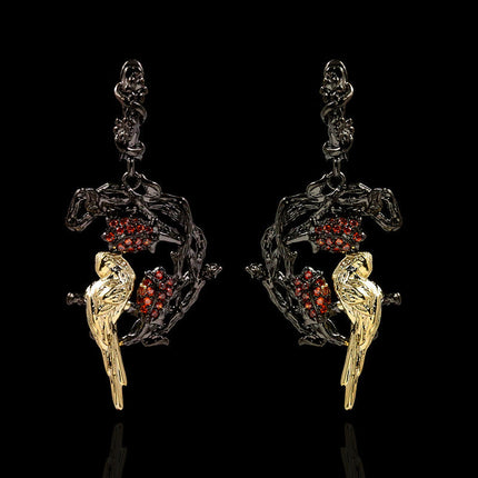 Plant Animal Parrot Closed Ring Plated Two-color