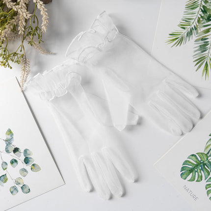 Bridal Wedding Dress Evening Gown Gloves Ruffle