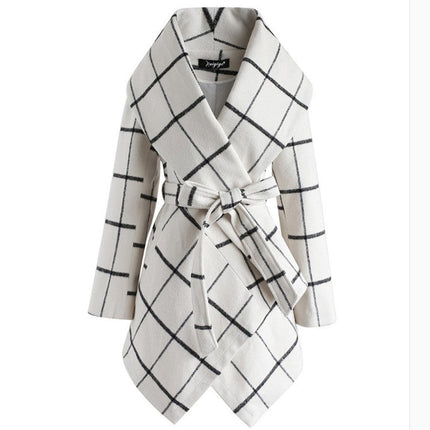 Women's winter irregular plaid coat