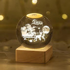Solid Wood Lamp Holder / Happy 6cm Crystal Ball