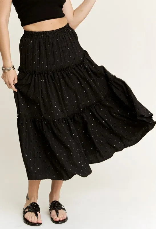 ADORA Rhinestone Accent Tiered Skirt