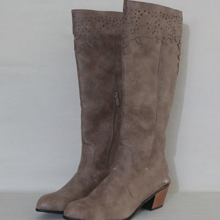 Source side zipper boots women's thick heel stand alone
