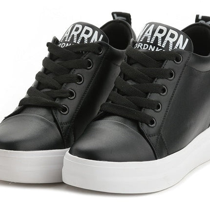 The new leisure shoes increased letter totem lace white shoes with thick bottom slope platform low shoes female