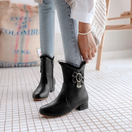 All-match Square Heel Low Heel Women's Boots