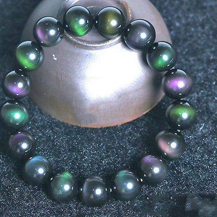 Rainbow Purple Green Eye Obsidian Bracelet