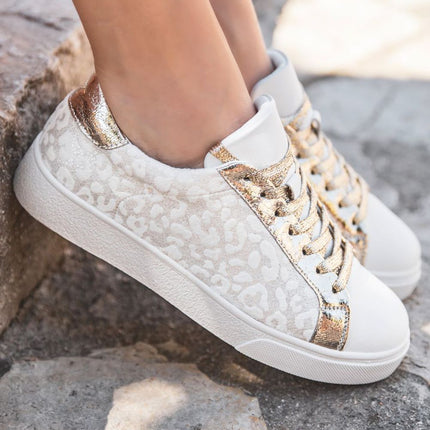 Vintage Leopard Print White Shoes